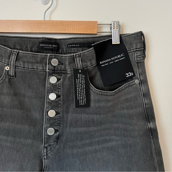 NWT Banana Republic Faded Black High-Rise Slim Size 33S - Picture 2 of 5